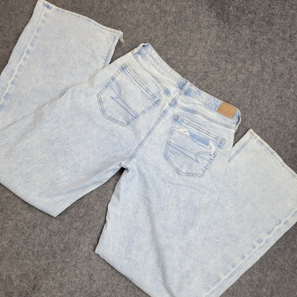 American Eagle Jeans Womens 4 Blue  Super High Rise Baggy Boho Wide Leg Y2K 90s